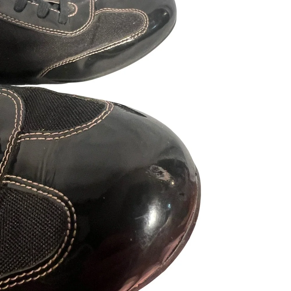 Cole Haan Nike Air Women's Size 10B Black Canvas Patent Leather‎ Lace Up Shoes